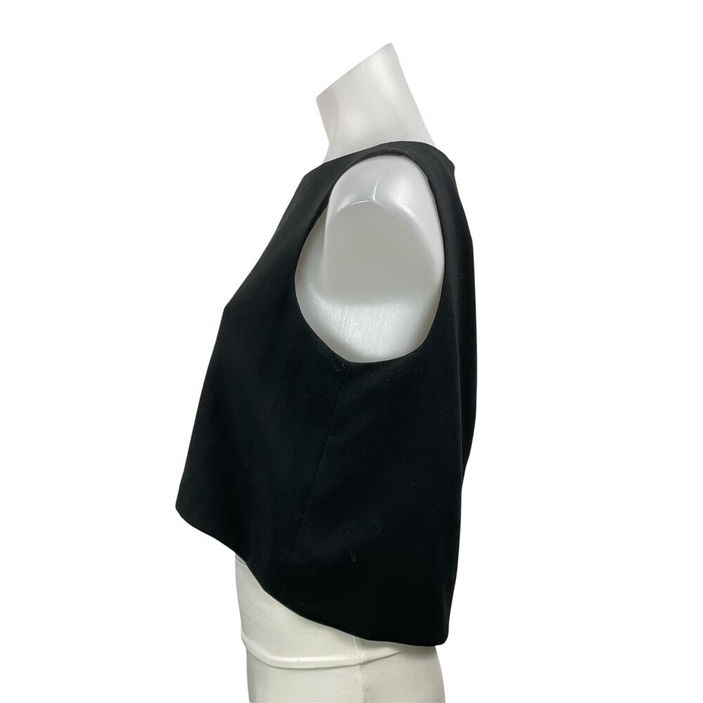 Black Halo Women's Black Sleeveless Boxy Cut Bateau Boat Neck Crop Tank Top 6 - Picture 2 of 5